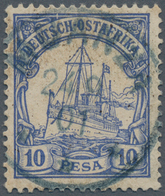 Deutsch-Ostafrika: 1901, 10 Pesa Violettultramarin, Mit Dem Sehr Seltenen PLATTENFEHLER „Bruch Im Ob - German East Africa