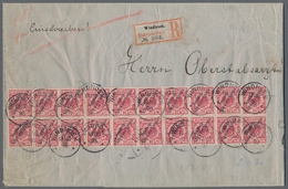 Deutsch-Südwestafrika: 1898. 10 Pf Rot, 16er Block Und Zwei Paare Auf Einschreibbrief Von Windhoek A - German South West Africa