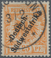 Deutsch-Südwestafrika: 1899, 25 Pfg. Gelblichorange, Entwertet "SWAKOPMUND 3/2 00", Fotoattest Jäsch - German South West Africa