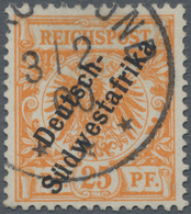 Deutsch-Südwestafrika: 1899, 25 Pfg. Gelblichorange, Entwertet "SWAKOPMUND 3/2 00", Fotoattest Jäsch - Sud-Ouest Africain Allemand