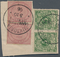 Deutsche Kolonien - Kamerun-Vorläufer: 1895, 2 Mark Mittelrosalila Und 5 Pfg. Lebhaftopalgrün, Jewei - Cameroun