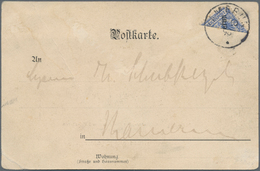 Deutsche Kolonien - Kamerun: 1898, 20 Pfg. Aufdruck-Marke Diagonal Halbiert Gebraucht Als Ortskarte - Kamerun