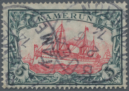 Deutsche Kolonien - Kamerun: 1905. 5 Mk. Grünschwarz/rot Mit Wasserzeichen Rauten, Sehr Schönes Beda - Cameroun