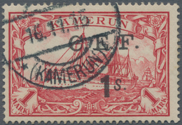 Deutsche Kolonien - Kamerun - Britische Besetzung: 1915, „C.E.F. 1 S.” Aufdruck Auf 1 Mark Rot, Einw - Cameroun