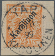 Deutsche Kolonien - Karolinen: 1901, 25 Pf Gelblichorange "Karolinen", Gestempelt "Yap 6/11 99". FA - Caroline Islands