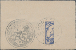 Deutsche Kolonien - Karolinen: 1910, 20 Pfg. Kaiserayacht Senkrecht Halbiert (linke Hälfte) Mit Stem - Isole Caroline