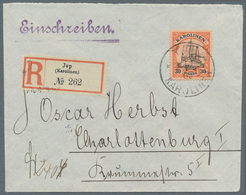 Deutsche Kolonien - Karolinen: 1900, 30 Pfg. Kaiseryacht Mit Stempel "YAP 21.5.05" Als Portogerchte - Carolinen