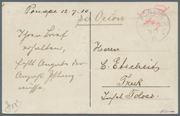 Deutsche Kolonien - Karolinen: 1910, "5 Pfg. Bez.", Handschriftliche Barfreimachung In Rot Mit Unter - Caroline Islands