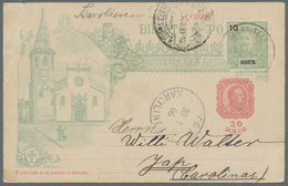 Deutsche Kolonien - Karolinen - Besonderheiten: Incoming Mail: 1905, Horta 10 R. Grün/schwarz (Eckfe - Isole Caroline