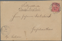 Deutsche Kolonien - Kiautschou - Mitläufer: 1901, Feldpostkarte Mit Interessantem Text "In Ermangelu - Kiauchau