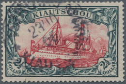 Deutsche Kolonien - Kiautschou: 1905, 2 1/2 Dollar Grünschwarz/dunkelkarmin, 26:17 Zähnungslöcher, G - Kiaochow