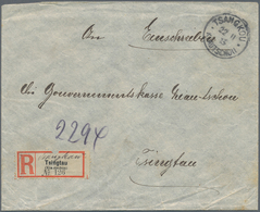 Deutsche Kolonien - Kiautschou - Besonderheiten: 1913 (22.11.), 4x4 Cents + 2 Cents (Eckmangel) Auf - Kiauchau