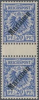 Deutsche Kolonien - Marianen: 1899, 20 Pfg. Mit Diagonalem Aufdruck Im Senkrechten Zwischenstegpaar, - Mariana Islands