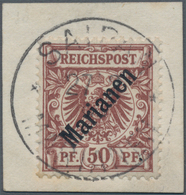 Deutsche Kolonien - Marianen: 1899, 50 Pfennig Krone/Adler Mit Aufdruck Marianen, Diagonaler Winkel - Mariana Islands