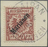 Deutsche Kolonien - Marianen: 1900. 50 Pf Krone/Adler Aufdruck "Marianen", Gestempelt "SAIPAN 5/4 °° - Mariana Islands