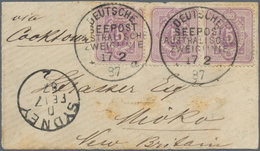 Deutsche Kolonien - Samoa - Vorläufer: 1887 (17.2.), Waagerechter Dreierstreifen 5 Pfg. Violettpurpu - Samoa