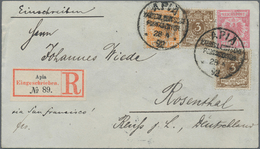 Deutsche Kolonien - Samoa - Vorläufer: 1892 (28.4.), 10 PFg. GA-Umschlag Krone/Adler Mit Zusatzfrank - Samoa
