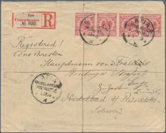 Deutsche Kolonien - Samoa - Vorläufer: 1891 (13.10.), Waagerechter Viererstreifen 10 Pfg. Krone/Adle - Samoa