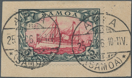 Deutsche Kolonien - Samoa: 1900, 5 M. Kaiseryacht Ohne Wasserzeichen Auf Luxus-Briefstück (gelöst Un - Samoa