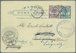 Deutsche Kolonien - Samoa - Ganzsachen: 1898, J.Davis-Privatpost, Karte 1 P. Blau Auf Grünlich Mit Z - Samoa