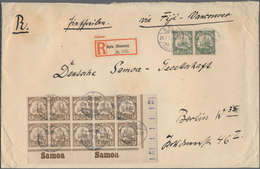 Deutsche Kolonien - Samoa - Besonderheiten: 1910 (29.7.) Waagerechter Zehnerblock 3 Pfg. Vom Rechten - Samoa