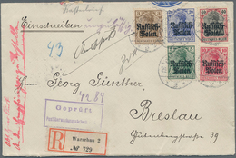 Deutsche Besetzung I. WK: Deutsche Post In Polen: 1916, Satz-R-Brief Mit Komplettem Satz Germania 3 - Occupazione 1914 – 18