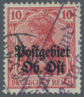Deutsche Besetzung I. WK: Deutsche Post In Polen: 1916, 10 Pf Dunkelrot Gestempelt Plus Teil Des Kön - Occupation 1914-18