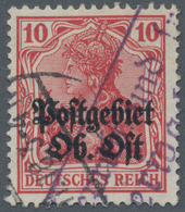 Deutsche Besetzung I. WK: Deutsche Post In Polen: 1916, 10 Pf Dunkelrot Gestempelt Plus Teil Des Kön - Ocupación 1914 – 18