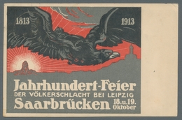 Deutsche Abstimmungsgebiete: Saargebiet: 1913, Color-Propagandakarte "1813-1913 / Jahrhundert-Feier - Briefe U. Dokumente