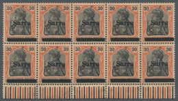 Deutsche Abstimmungsgebiete: Saargebiet: 1920, "30 Pfg. Germania/Sarre", Postfrischer Unterrand-Zehn - Covers & Documents