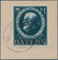 Deutsche Abstimmungsgebiete: Saargebiet: 1920, 5 Mark Blau, Sarre-Bayern Mit AUFDRUCK-ABART: „Kleine - Covers & Documents