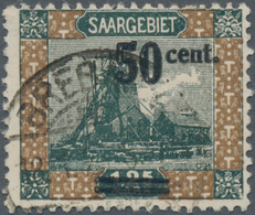 Deutsche Abstimmungsgebiete: Saargebiet: 1921 50 C. A. 1,25 Mk. Mit Doppel-Aufdruck. Sauber Gestempe - Briefe U. Dokumente