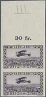 Deutsche Abstimmungsgebiete: Saargebiet: 1928, Flugpost Marke Zu 1 F Schwärzlichgrauviolett Senkrech - Briefe U. Dokumente