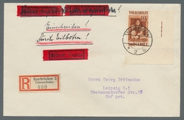 Deutsche Abstimmungsgebiete: Saargebiet: 1931, "10 Fr. Volkshilfe", Unterrandwert Mit Anhängendem Zw - Covers & Documents