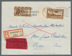 Deutsche Abstimmungsgebiete: Saargebiet: 1934, "5 Fr. Flugpost/Volksabstimmung" Mit Zusatzfrankatur - Brieven En Documenten