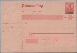 Deutsche Abstimmungsgebiete: Saargebiet - Ganzsachen: 1920/21, Postanweisung Germania 10 Pf Rot Mit - Ganzsachen