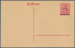 Deutsche Abstimmungsgebiete: Saargebiet - Ganzsachen: 1920, Probedruck: Postkarte 10 Pf Karminrot Ge - Postal Stationery