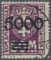 Danzig - Portomarken: 1923, 5.000 M Aufdruck Rußig Schwarz Sauber Gestempelt "(NE)UTEICH", Echt Und - Other & Unclassified