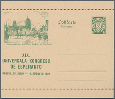 Danzig - Ganzsachen: 1927. Sonder-Bildpostkarte Zum 19. Esperanto-Kongress 10 Pf Grün Wappen Mit Abb - Altri & Non Classificati