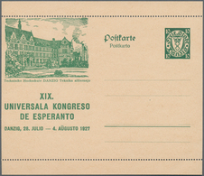 Danzig - Ganzsachen: 1927. Sonder-Bildpostkarte Zum 19. Esperanto-Kongress 10 Pf Grün Wappen Mit Abb - Other & Unclassified