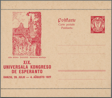Danzig - Ganzsachen: 1927. Sonder-Bildpostkarte Zum 19. Esperanto-Kongress 20 Pf Rot Wappen Mit Abbi - Other & Unclassified