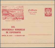 Danzig - Ganzsachen: 1927. Sonder-Bildpostkarte Zum 19. Esperanto-Kongress 20 Pf Rot Wappen Mit Abbi - Autres & Non Classés