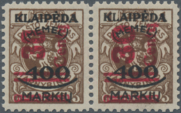 Memel: MEMEL, 30 C. Die Beiden Seltenen Aufdruck-Typen II+III Im Paar. Markenwert Für Lose Stücke Be - Klaipeda 1923