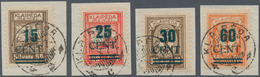 Memel: 1923, Grünaufdruck-Satz 4 Werte Je In Type I, Fast Zentrisch Gestempelt "KLAIPEDA C 24.X.24" - Klaipeda 1923