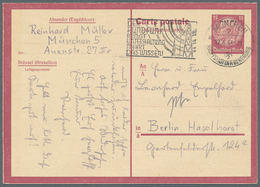 Dt. Besetzung II WK - Belgien - Ganzsachen: 1943, Doppelkarte 15+15 Pf Weinrot Hindenburg, Rahmfarbe - Occupation 1938-45