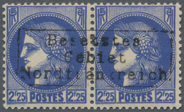 Dt. Besetzung II WK - Frankreich - Dünkirchen: 1940, 2.25 Fr. Ultramarin "Ceres", Waagerechtes Paar - Occupation 1938-45