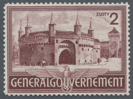 Dt. Besetzung II WK - Generalgouvernement: 1943, 2 Zl. Bauwerk Barbakan In Krakau, Probedruck In Sch - Occupation 1938-45