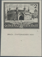 Dt. Besetzung II WK - Generalgouvernement: 1943, 2 Zl. Bauwerk Barbakan In Krakau, Probedruck In Sch - Besetzungen 1938-45
