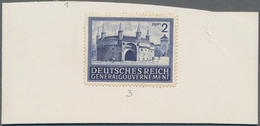 Dt. Besetzung II WK - Generalgouvernement: 1943, 2 Zl. Probedruck In Graublau Mit Linienzähnung L 14 - Bezetting 1938-45