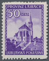 Dt. Besetzung II WK - Laibach: 50 C. "Farbstrich Rechts Vom Kirchturm". Extrem Seltene Abart In Best - Bezetting 1938-45
